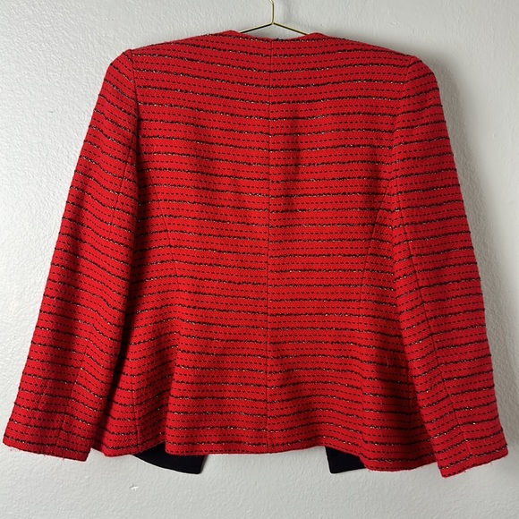 Vintage PSI Red Button Front Woven Metallic Wool Blend Jacket - Picture 7 of 8